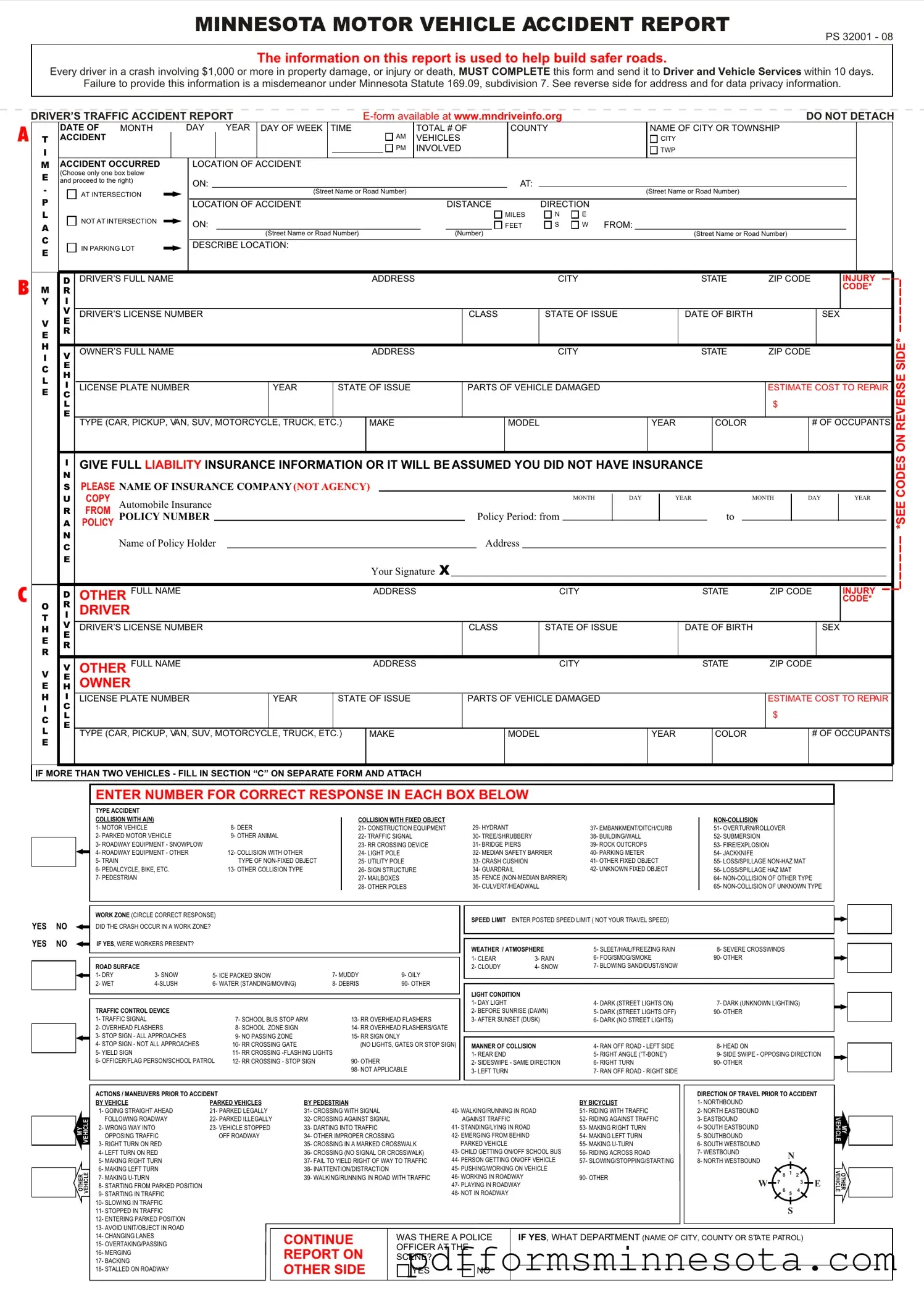 Get Minnesota Accident Report Template