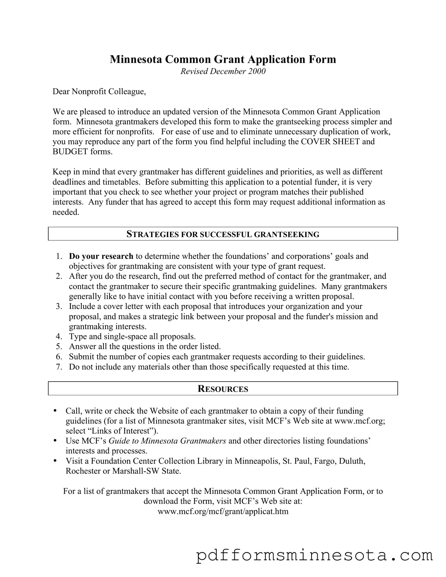Get Minnesota Grant Application Template