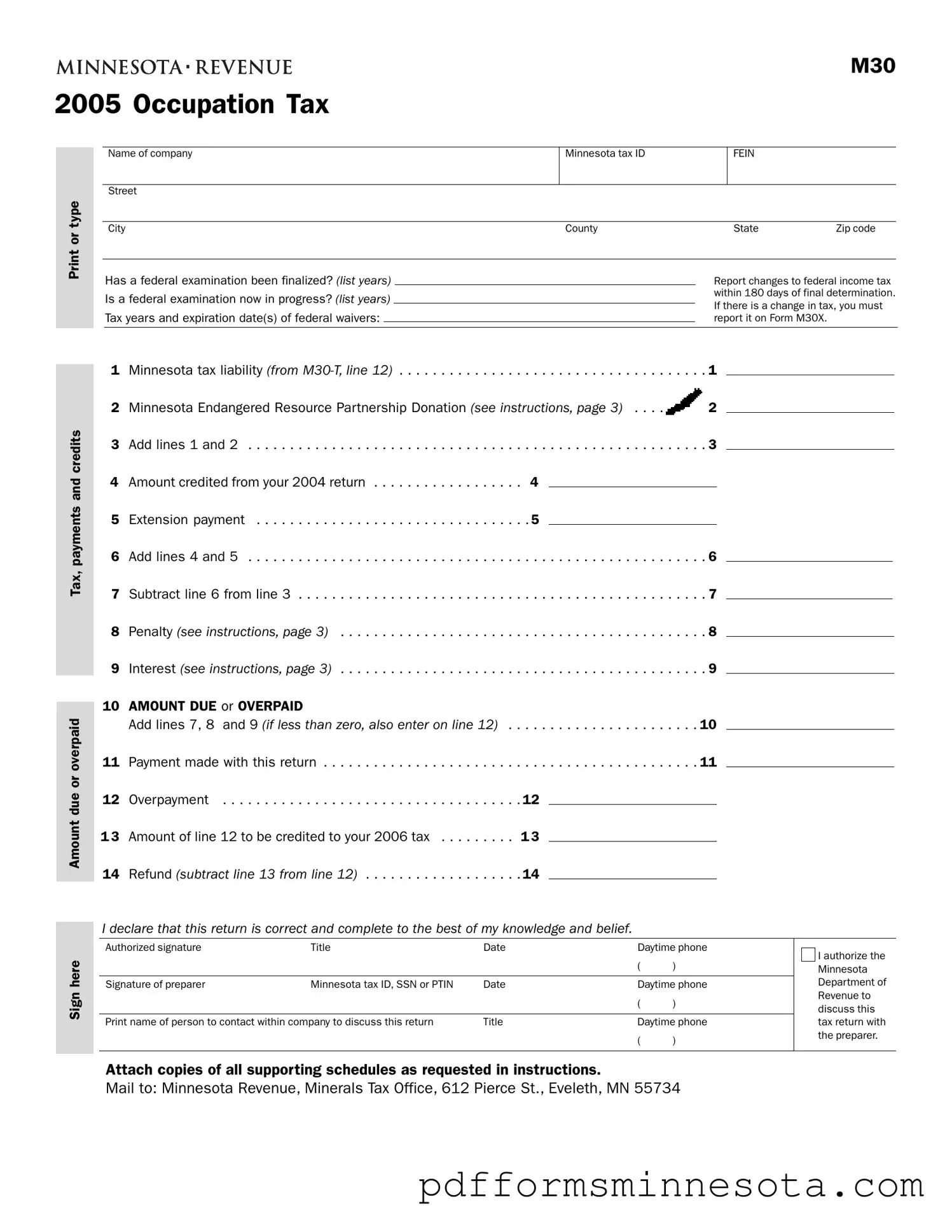 Get Minnesota M30 Template