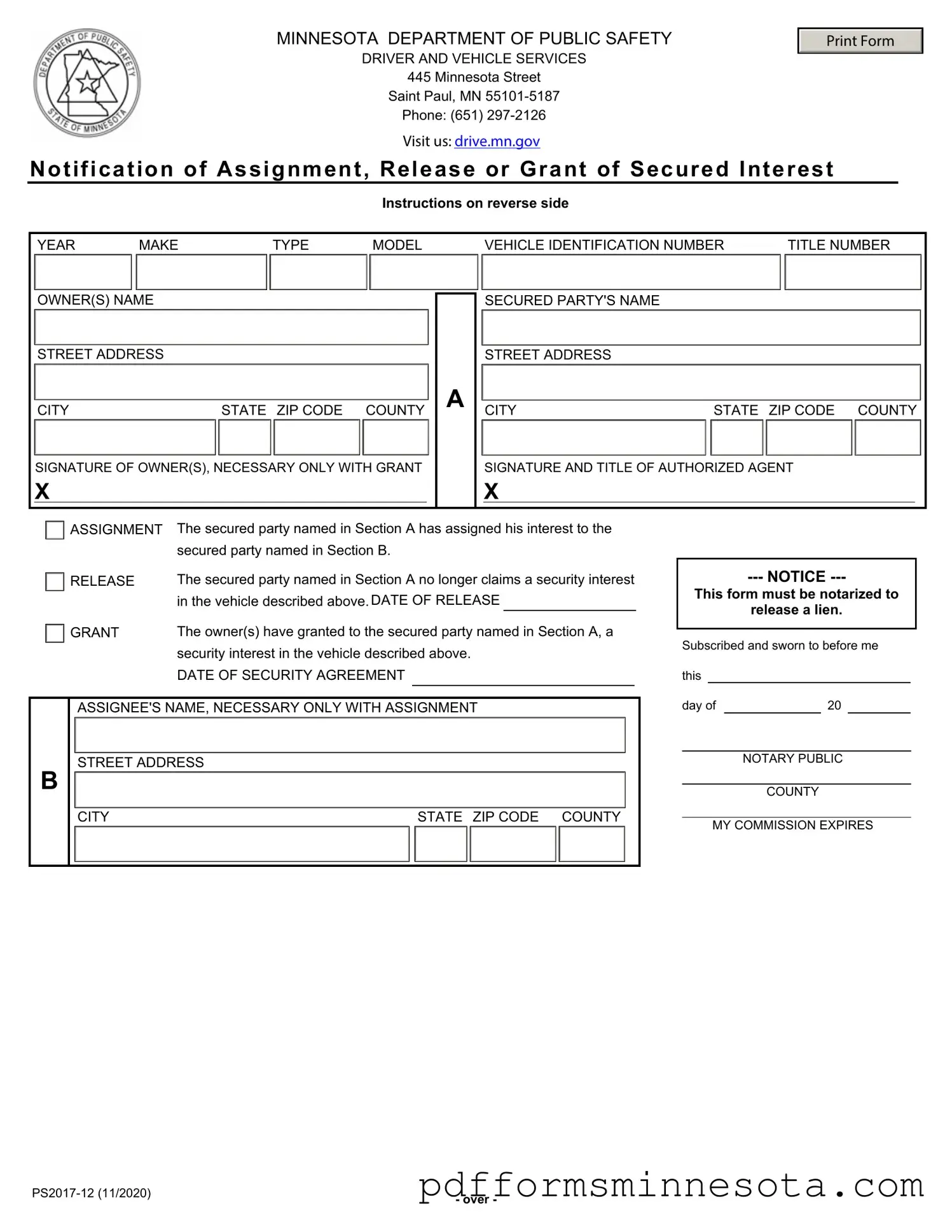 Get Minnesota Notification Of Assignment Template