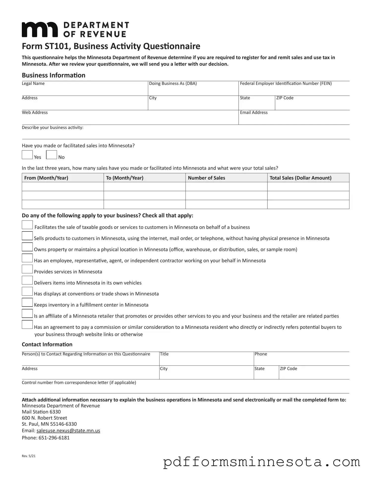 Get Minnesota St101 Template