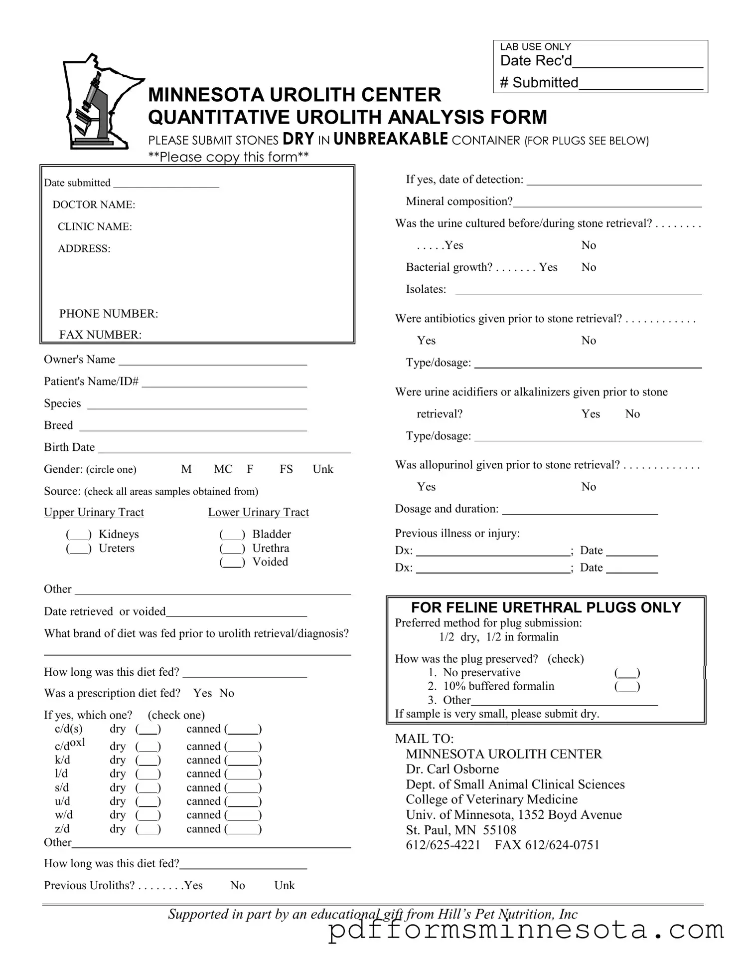 Get Minnesota Urolith Center Template