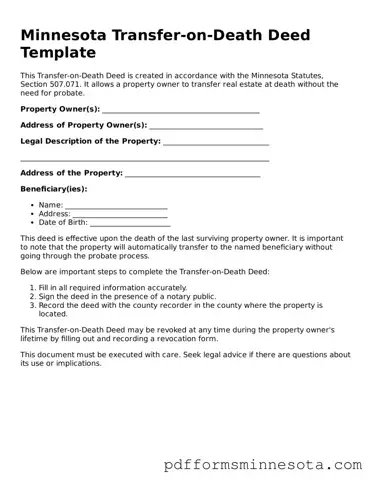Legal Minnesota Transfer-on-Death Deed Template
