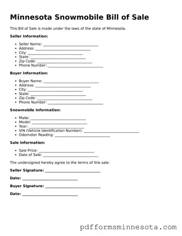 Legal Minnesota Snowmobile Bill of Sale Template
