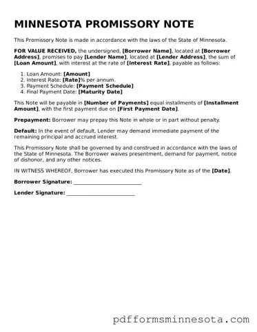 Legal Minnesota Promissory Note Template