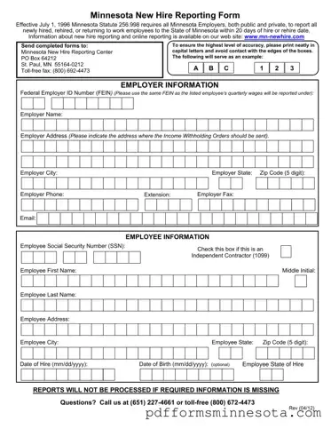 Get Minnesota New Hire Reporting Template