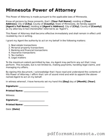 Legal Minnesota Power of Attorney Template