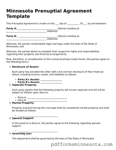 Legal Minnesota Prenuptial Agreement Template