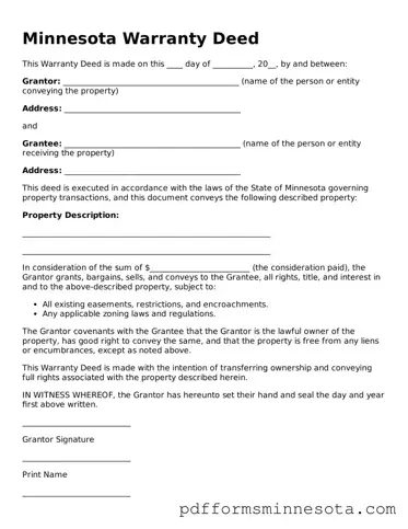 Legal Minnesota Deed Template