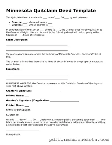 Legal Minnesota Quitclaim Deed Template