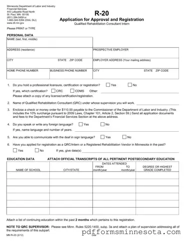 Get Minnesota R 20 Template