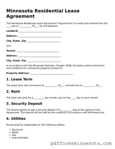 Legal Minnesota Residential Lease Agreement Template